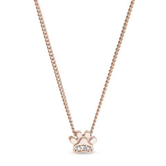 Rose gold finish finish sterling silver paw pendant with simulated diamonds on 18 chain