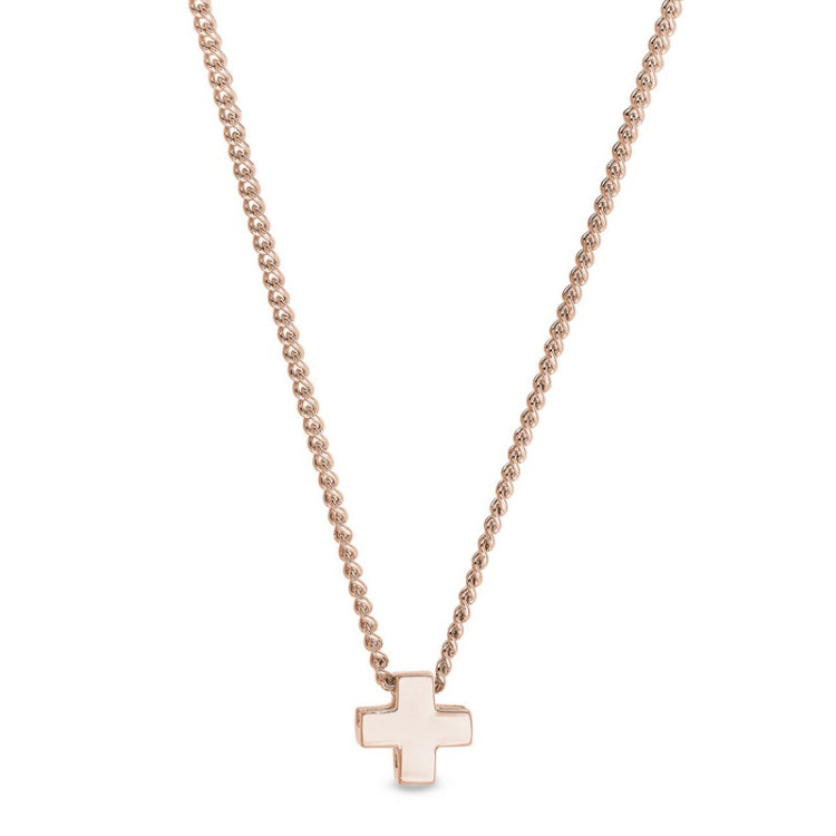 Rose gold finish finish sterling silver plus sign pendant on 18 chain