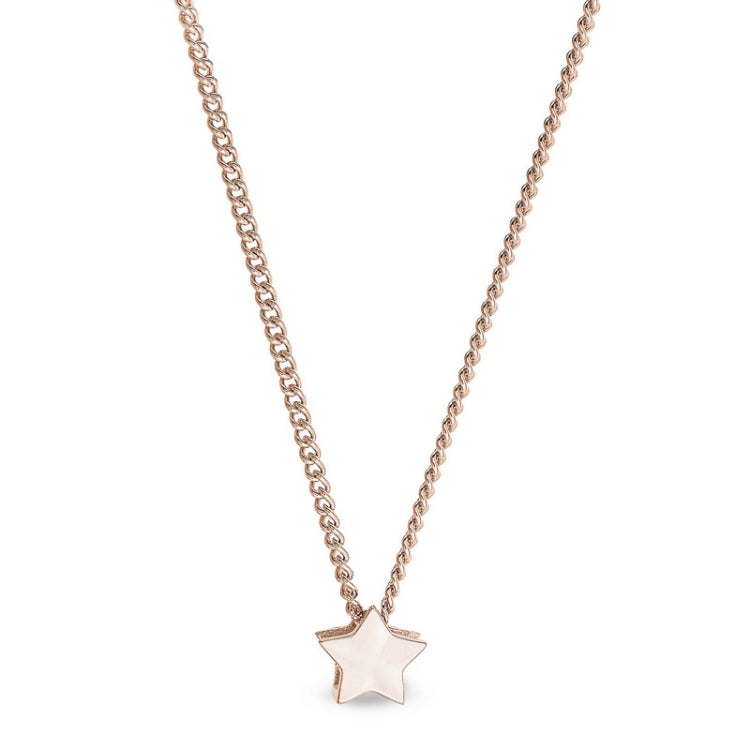 Rose gold finish finish sterling silver star pendant on 18 chain