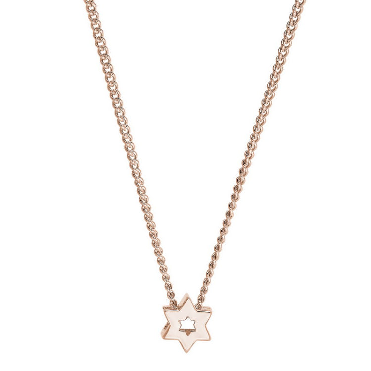 Rose gold finish finish sterling silver star of david pendant on 18 chain