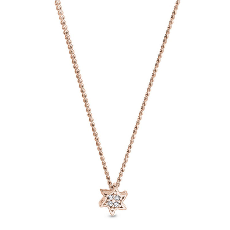 Rose gold finish finish sterling silver starfish pendant with simulated diamonds on 18 chain