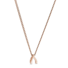 Rose gold finish finish sterling silver wishbone pendant on 18 chain