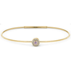 Gold Finish Finish Sterling Silver Round Simulated Pink Sapphire Birth Gem Bracelet 