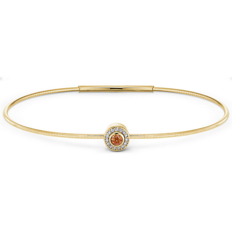 Gold Finish Finish Sterling Silver Round Simulated Citrine Birth Gem Bracelet 