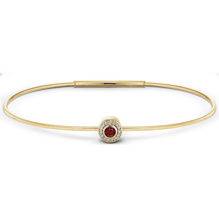 Gold Finish Finish Sterling Silver Round Simulated Garnet Birth Gem Bracelet 