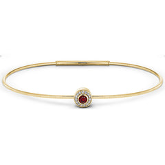 Gold Finish Finish Sterling Silver Round Simulated Garnet Birth Gem Bracelet 