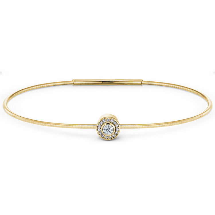 Gold Finish Finish Sterling Silver Round Simulated Diamond Birth Gem Bracelet 