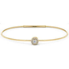 Gold Finish Finish Sterling Silver Round Simulated Diamond Birth Gem Bracelet 