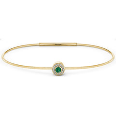 Gold Finish Finish Sterling Silver Round Simulated Emerald Birth Gem Bracelet 