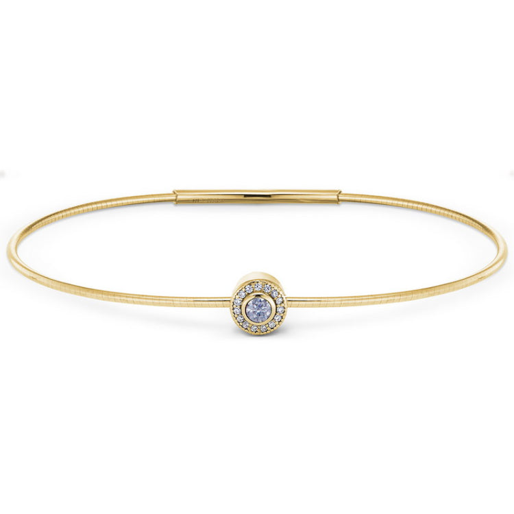 Gold Finish Finish Sterling Silver Round Simulated Light Amethyst Birth Gem Bracelet 