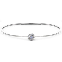 Platinum Finish Sterling Silver Round Simulated Light Amethyst Birth Gem Bracelet 