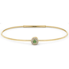 Gold Finish Finish Sterling Silver Round Simulated Peridot Birth Gem Bracelet 