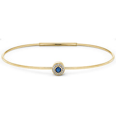 Gold Finish Finish Sterling Silver Round Simulated Sapphire Birth Gem Bracelet 