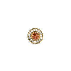 Gold Finish Sterling Silver Micropave Round Simulated Citrine/November Birthstone Charm 