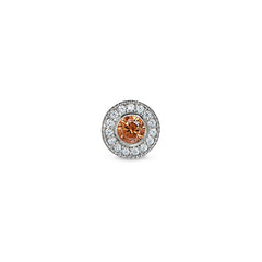 Platinum Finish Sterling Silver Micropave Round Simulated Citrine/November Birthstone Charm 