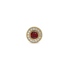 Gold Finish Sterling Silver Micropave Round Simulated Garnet/January Birthstone Charm 