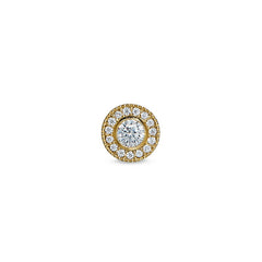 Gold Finish Sterling Silver Micropave Round Simulated Diamond/April Birthstone Charm 