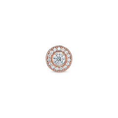 Rose Gold Finish Sterling Silver Micropave Round Simulated Diamond/April Birthstone Charm 