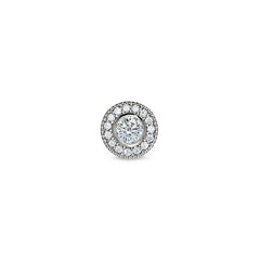 Platinum Finish Sterling Silver Micropave Round Simulated Diamond/April Birthstone Charm 