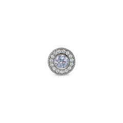 Platinum Finish Sterling Silver Micropave Round Simulated Light Amethyst/June Birthstone Charm 