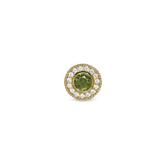 Gold Finish Sterling Silver Micropave Round Simulated Peridot/August Birthstone Charm 