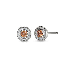 Sterling Silver Micropave Round Simulated Citrine/November Birthstone EarBirthstone Rings 