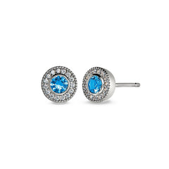 Sterling Silver Micropave Round Simulated Blue Topaz/December Birthstone EarBirthstone Rings 