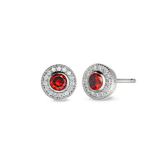 Sterling Silver Micropave Round Simulated Garnet/January Birthstone EarBirthstone Rings 
