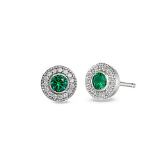 Sterling Silver Micropave Round Simulated Emerald/May Birthstone EarBirthstone Rings 