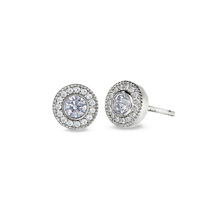 Sterling Silver Micropave Round Simulated Light Amethyst/June Birthstone EarBirthstone Rings 