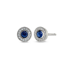 Sterling Silver Micropave Round Simulated Sapphire/September Birthstone EarBirthstone Rings 