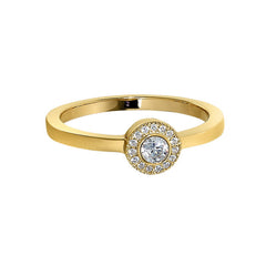 Gold Finish Sterling Silver Micropave Round Simulated Amethyst/February Birthstone Ring  Size 4
