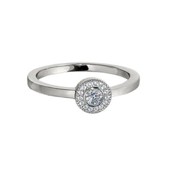 Platinum Finish Sterling Silver Micropave Round Simulated Amethyst/February Birthstone Ring  Size 4
