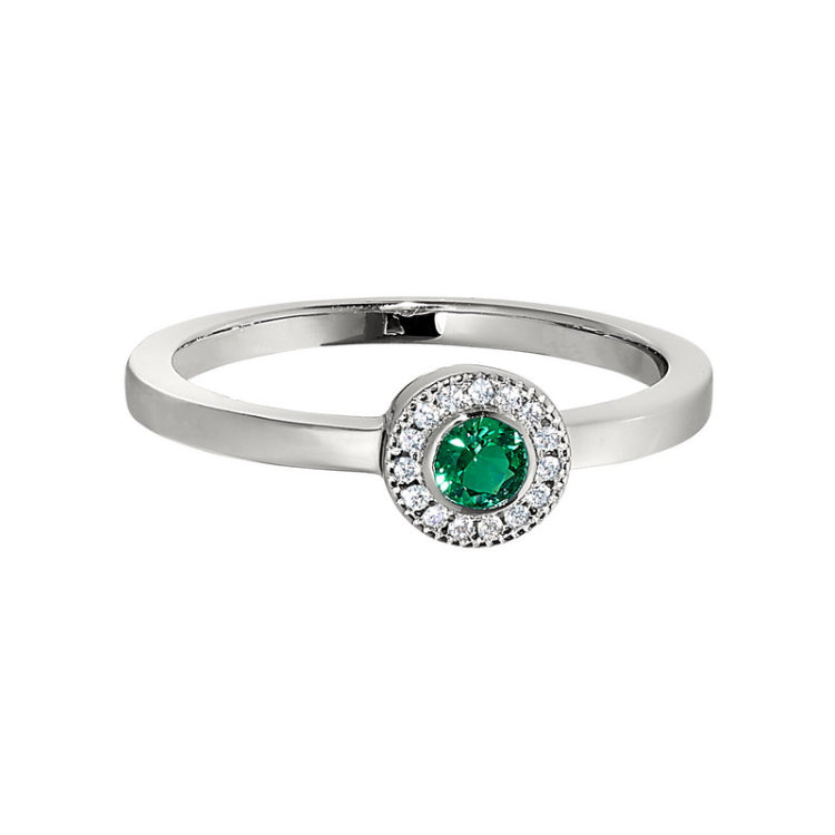 Platinum Finish Sterling Silver Micropave Round Simulated Amethyst/February Birthstone Ring  Size 5