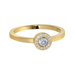 Gold Finish Sterling Silver Micropave Round Simulated Amethyst/February Birthstone Ring  Size 6