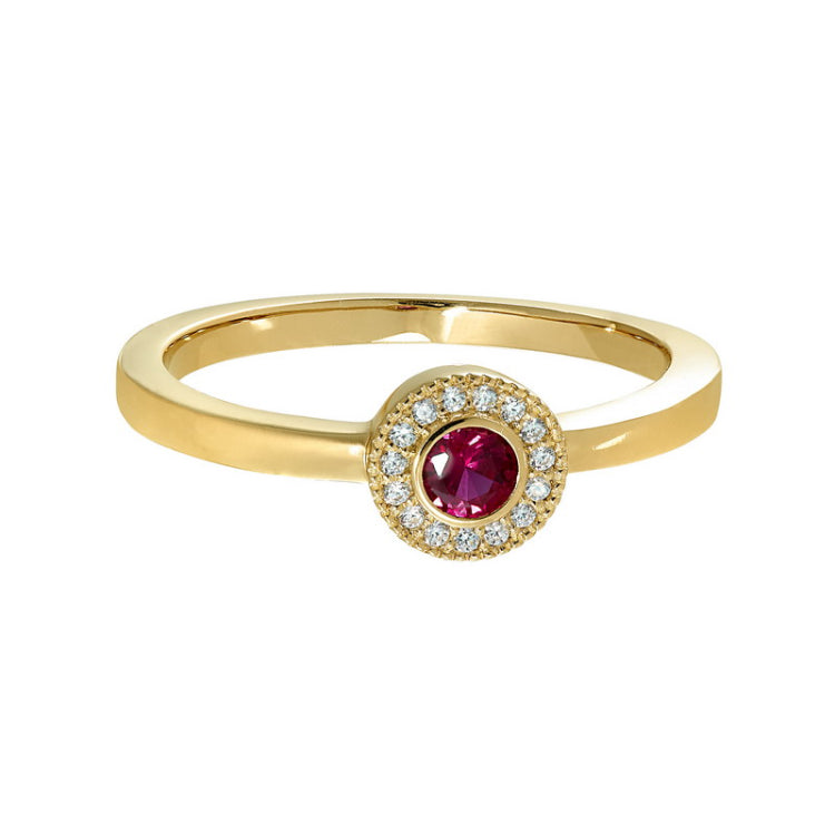 Gold Finish Sterling Silver Micropave Round Simulated Amethyst/February Birthstone Ring  Size 7