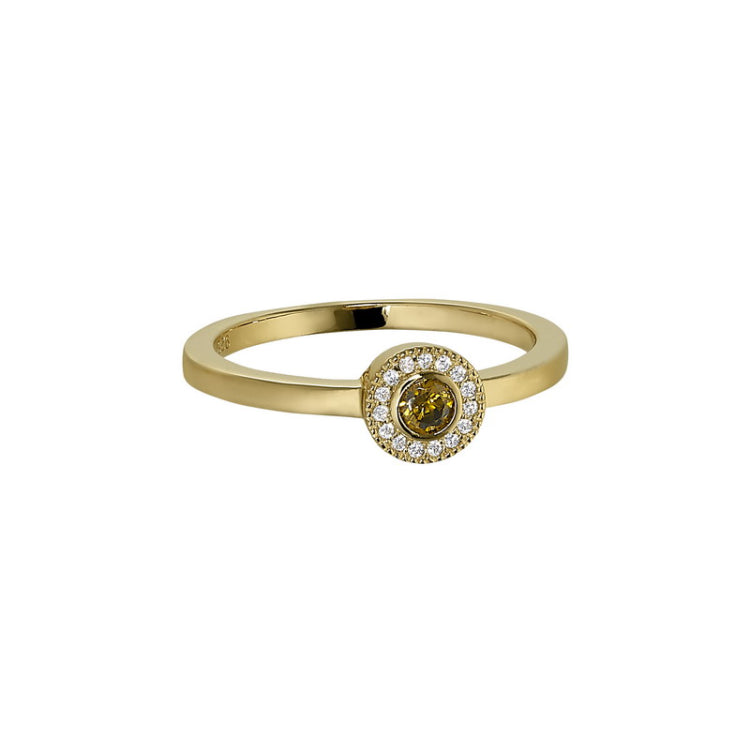 Gold Finish Sterling Silver Micropave Round Simulated Amethyst/February Birthstone Ring  Size 8