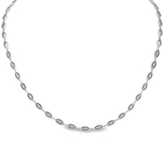 Platinum finish sterling silver micropave three stone marquis 16-18 adjustable chain with simulated diamonds