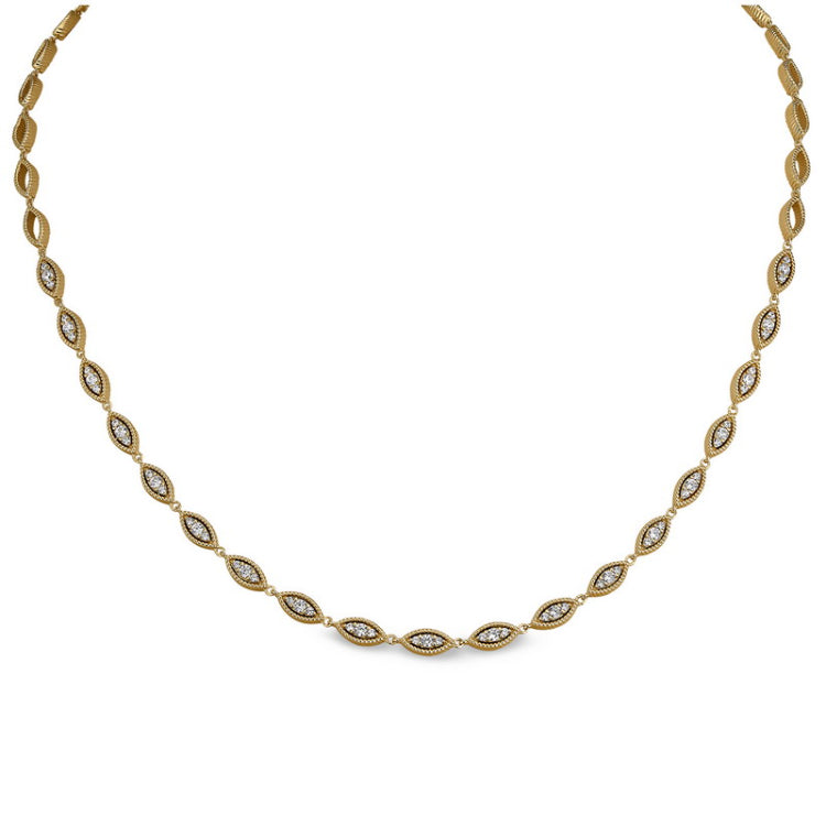 Gold finish sterling silver micropave three stone marquis 16-18 adjustable chain with simulated diamonds