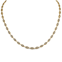 Gold finish sterling silver micropave three stone marquis 16-18 adjustable chain with simulated diamonds