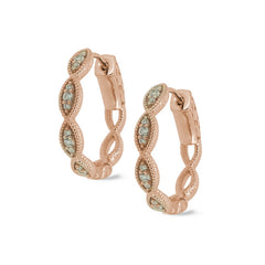 Rose gold finish sterling silver micropave three stone marquis earrings with simulated diamonds