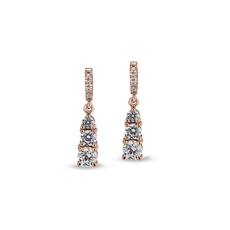 Three Stone Graduated Drop Earrings