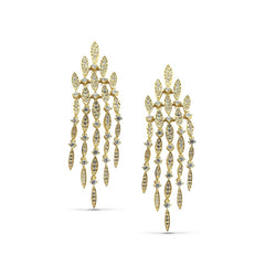 Gold finish sterling silver microwave large chandelier earrings with simulated diamonds