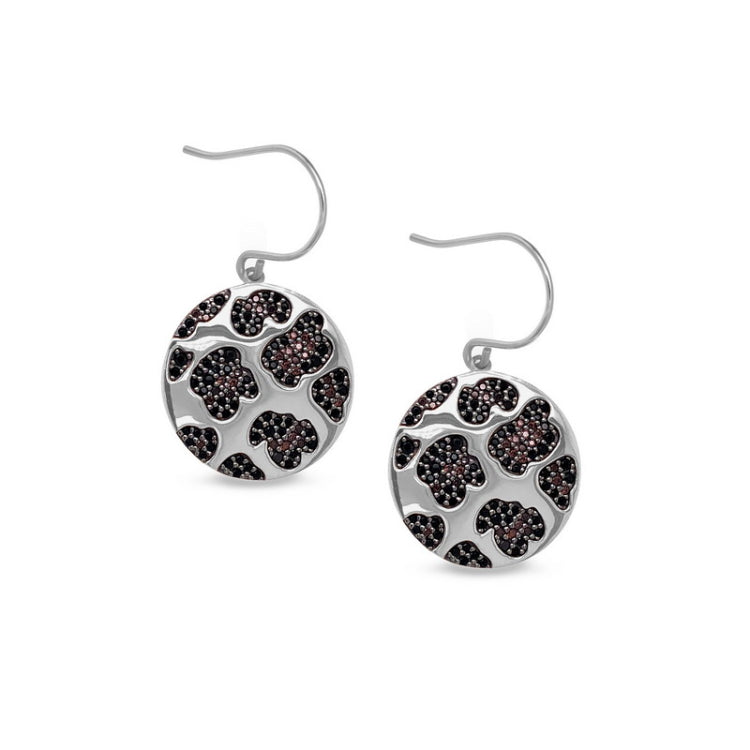 Platinum Finish Sterling Silver Micropave Leopard Print Earrings  and Colored Stones