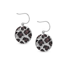 Platinum Finish Sterling Silver Micropave Leopard Print Earrings  and Colored Stones