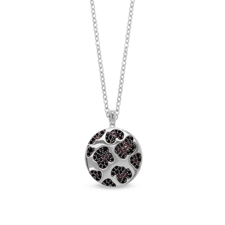 Sterling Silver Micropave Leopard Print Pendant  and Colored Stones on 16" - 18" Adjustable Chain