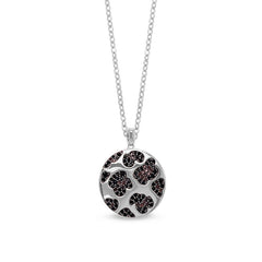 Sterling Silver Micropave Leopard Print Pendant  and Colored Stones on 16" - 18" Adjustable Chain