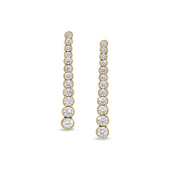 Gold finish sterling silver micropave drop earrings with simulated diamonds