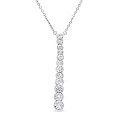 Platinum finish sterling silver micropave drop pendant with simulated diamonds on 16 - 18 adjustable chain