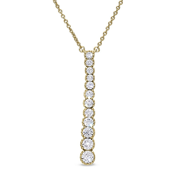 Gold vermeil finish sterling silver micropave drop pendant with simulated diamonds on 16 - 18 adjustable chain